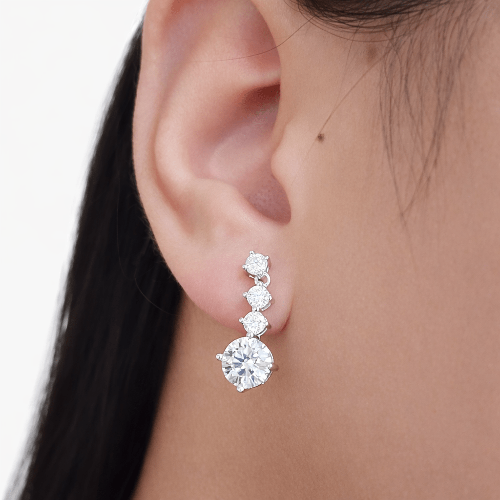 2.6CT D VVS All Moissanite Earrings Female with Certificate 100% - S925 Silver Jewelry/ Earings - JANEIGHT