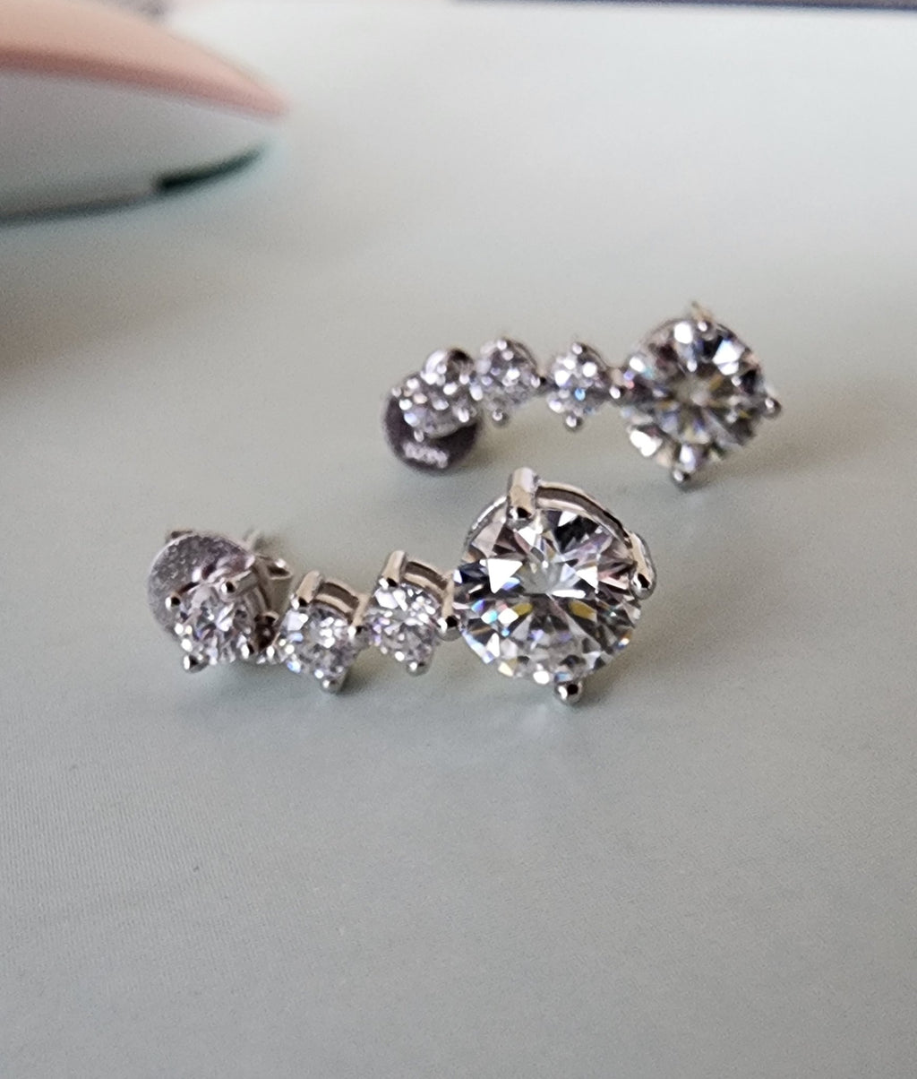 2.6CT D VVS All Moissanite Earrings Female with Certificate 100% - S925 Silver Jewelry/ Earings - JANEIGHT