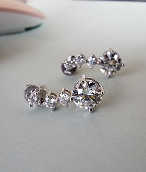 2.6CT D VVS All Moissanite Earrings Female with Certificate 100% - S925 Silver Jewelry/ Earings - JANEIGHT